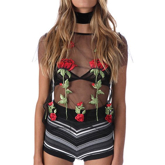 Camisa Floral Transparente - Tamanho G