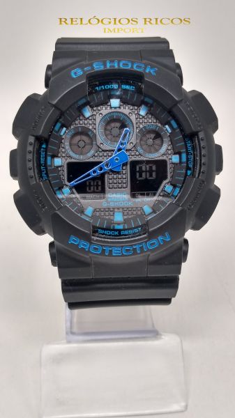 G-SHOK GA-100 (PRETO FUNDO AZUL)