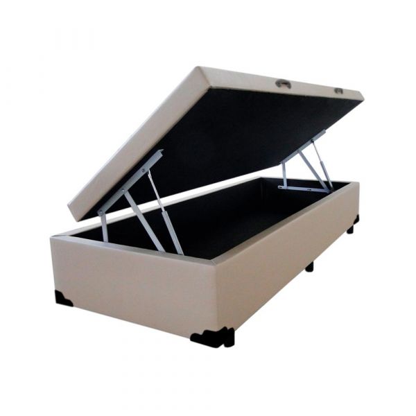 Base Bau Solteirao 108x188x40 Corino Bege SR Movelaria