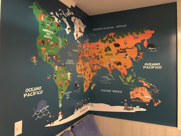 Adesivo Painel Mapa Mundi Infanti