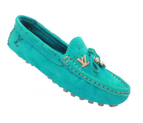 Mocassim Feminino Louis Vuitton Couro Verde Água