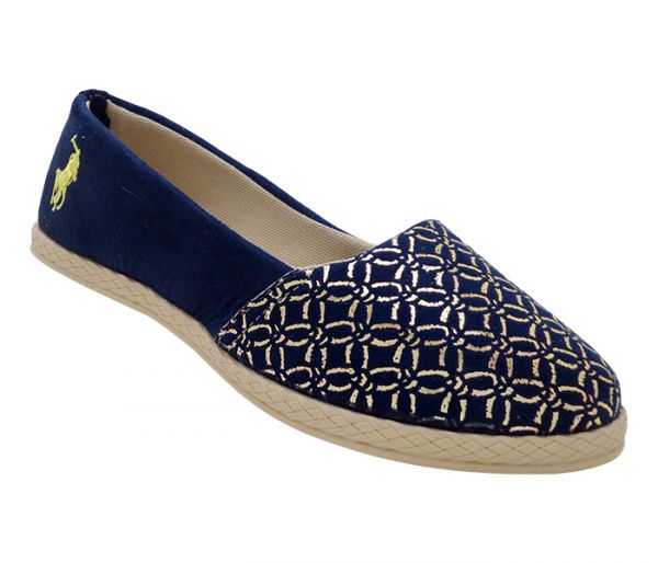 Sapatilha Alpargata Polo Ralph Lauren Azul Marinho e Dourado