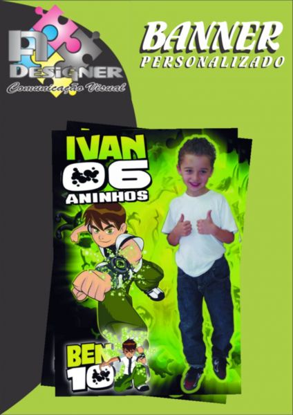 Banner 0,70 x 1,00cm com foto e tema da festa