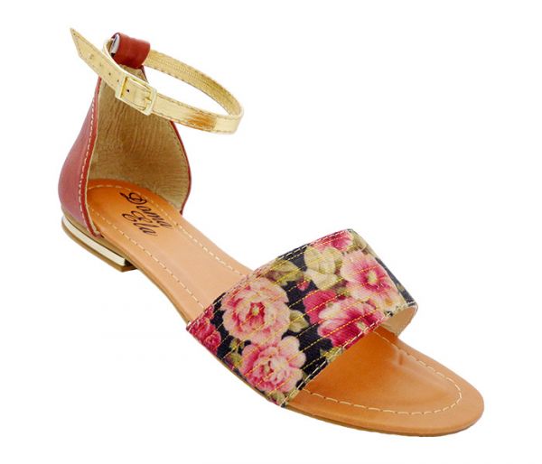Sandálias Doma Ela Floral Castor