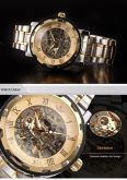 Relogio De Luxo Dourado Esqueleto Transparente Homens Finos