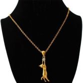 Pingente de gato Austriaco ouro 18K colar jóia de strass