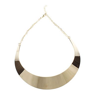 tom ouro curvas de metal colar gargantilha colar bib lisa espelhado para as mulheres #00672434