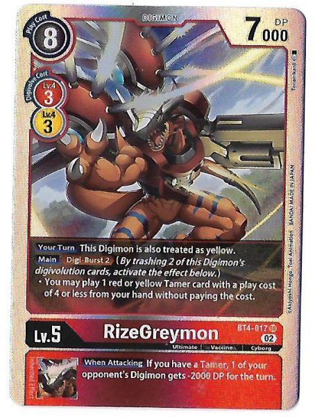 Digimon CCG RizeGreymon Holofoil - Rare BT4