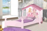 Cama Solteiro Casa Princesa Branco.Rosa J A Moveis