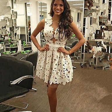 Acima do Joelho - Vestido - Renda - Cinto Não Incluso #02932379