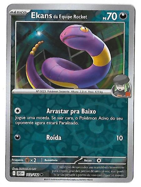 Pokemon Ekans da Equipe Rocket Reverse Foil Escarlate e Violeta Rivais Predestinados