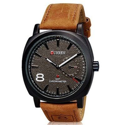Relógio Curren estilo militar com pulseira de couro