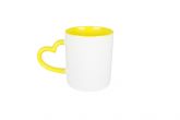 Caneca coração 325 ml interior e alça amarelo
