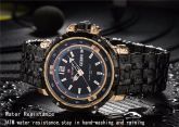 Relógio Esportes Quartz Preto Dourado