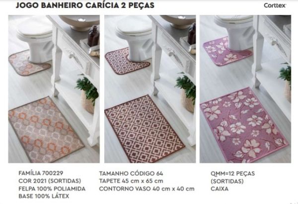 Jogo de Banheiro Caricia 2Pcs Sortidas Corttex