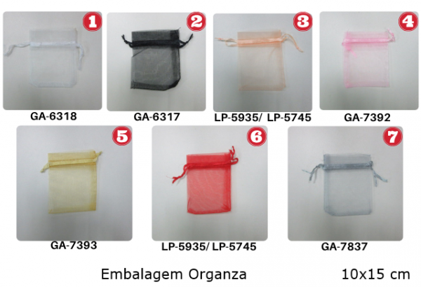 Embalagem Organza 3- 10x15 cm PT