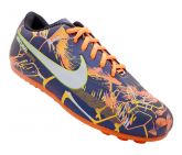 Chuteira Society Nike Mercurial Vapor IX Tropical Azul Marinho e Laranja
