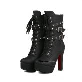 Bota Rebites. Plataforma com salto alto. Forrada - Cod.: 855