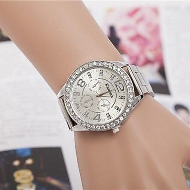 Mulheres Relógio de Moda Elegante Relógio de Pulso Quartzo Com Strass Brilhante