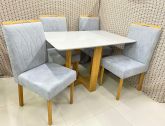 Mesa Pietro.Evelin 100x100 Tampo Malaga MDF.Vdr e Base Evelin Imbuia Mel.Off White Carvalho Decor