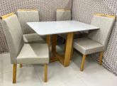 Mesa Pietro.Evelin 120x80 Tampo Malaga MDF.Vdr e Base Evelin Imbuia Mel.Off White Carvalho Decor