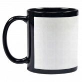 Caneca preta de tarja branca 325ml.