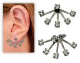 Brinco folheado a prata, contendo 12 pedras de strass no par - Cod: 2461 P
