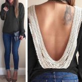 Blusa Emily - Manga longa e decote nas costas -             Cod.: 371