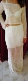 Conjunto cropped e saia de crochê