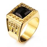 Maxi anel Gema Preto Natural Amor Personalizado Aço Inoxidável Acrílico Chapeado Dourado 18K ouro Qu