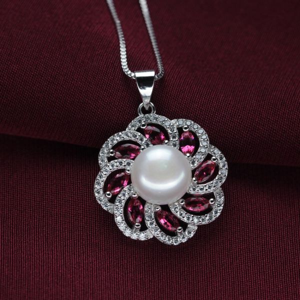 Cordão De Pérolas Pingente De Prata