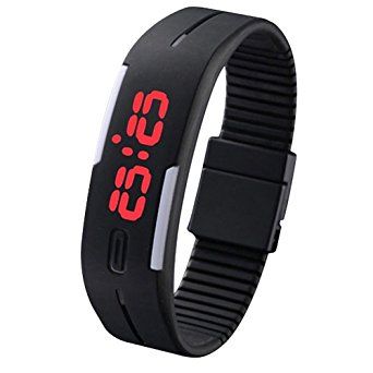 Sports Unisex Silicone Band Watch Bracelet LED - Preto - SKU: 397048