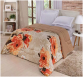 Coberdrom Casal Queen Edredom Floral Laranja cod.011
