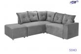 Conjunto Estofado 5040 de Canto 5Lgs e Puff Veludo Suede Cinza 25 Diviminas