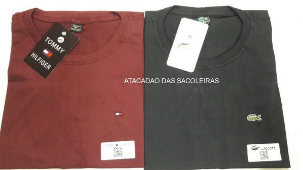 10 Peças - Camiseta Gola Careca Bordada Primeira Linha