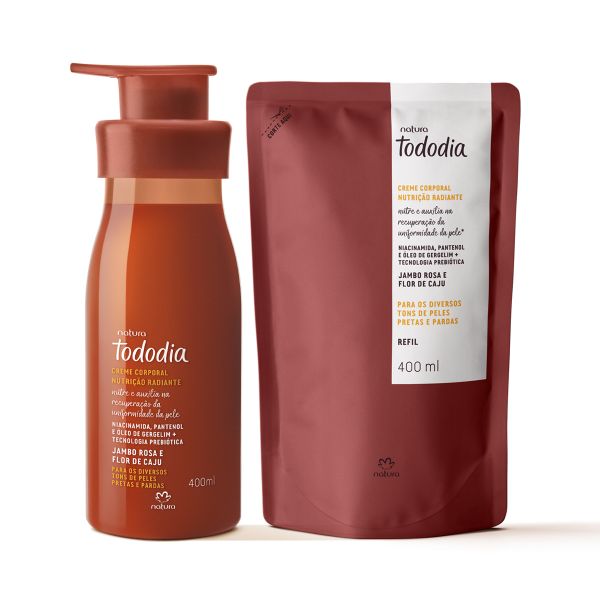 Kit Tododia Jambo Rosa e Flor de Caju creme nutritivo corporal + REFIL - 400ml