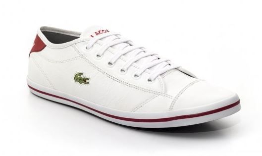 SAPATENIS LACOSTE COURO BRANCO C/ VERMELHO - LBV-003