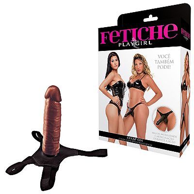 Strap On - cinta com pênis realístico - Marrom 18,5x4cm