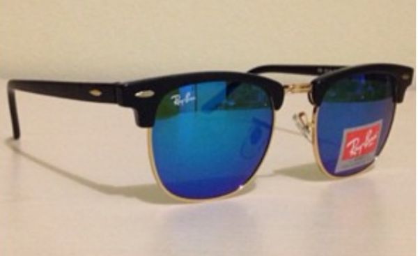 Ray Ban Clubmaster Preto espelhado azul