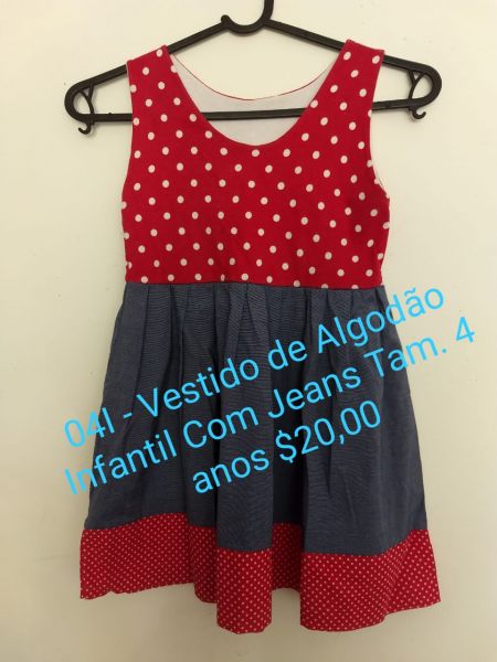 Vestido infantil algodão c\Jeans - Tam 4