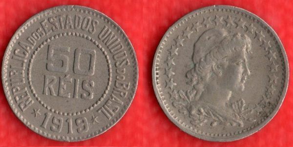 V064-1 - 50 Réis 1919 -Tiragem 2.556.000