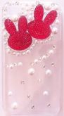 CASE CRAVEJADA PEROLAS E ORELHAS VERMELHAS PARA IPHONE 4 E 4S