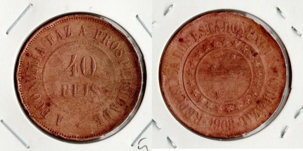 B826-2 - 40 Réis - 1908 - (tiragem de 4.638.750)