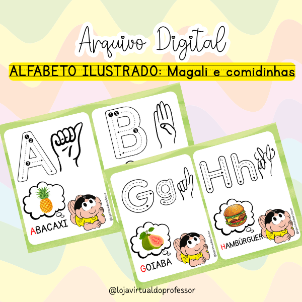 ALFABETO ILUSTRADO - Magali e comidinhas