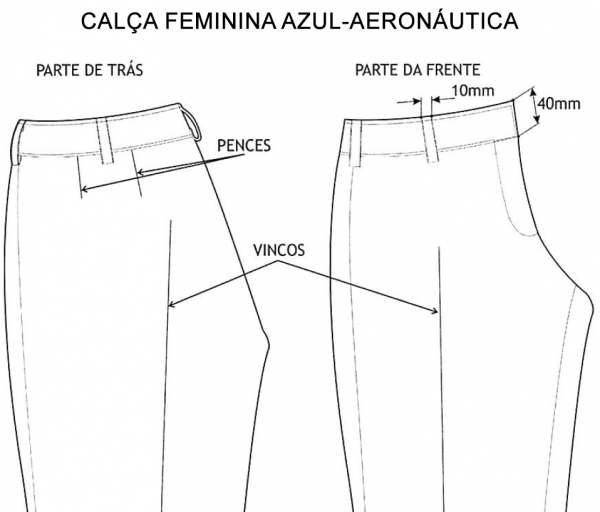 Calça Azul Feminina da Aeronáutica (Sem bainha)