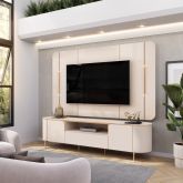 Bancada Areta com Painel Areta 218 Off White DJ Moveis