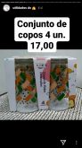 Conjunto com 4 copos decorados