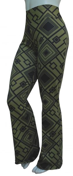 calça feminina flare ou reta(GG-46),estampa triângulos verde e preto,cintura alta, suplex 320