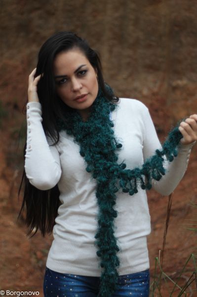 PE - Cachecol verde - crochê