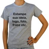 Camiseta baby look cinza claro personalizada